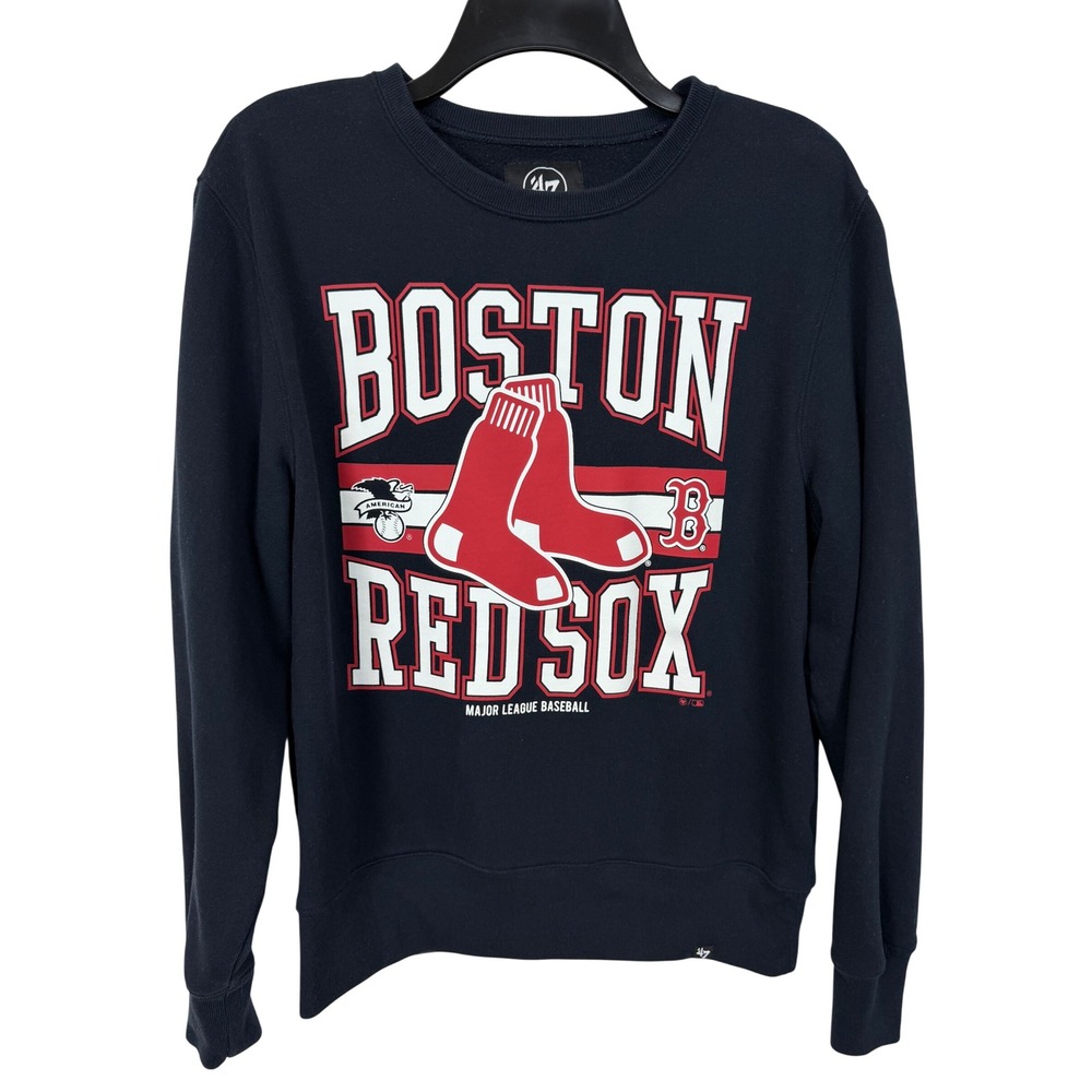 '47 Mens 60% Cotton Sweatshirt Medium Black Boston Red Sox Graphic Crewneck